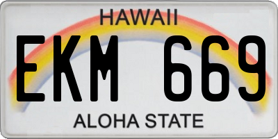 HI license plate EKM669