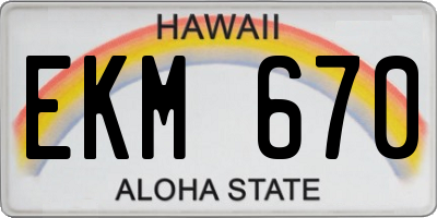 HI license plate EKM670