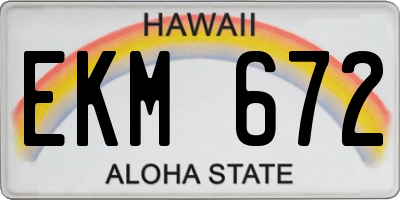HI license plate EKM672