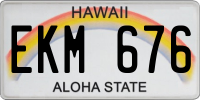 HI license plate EKM676