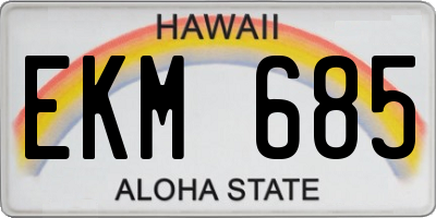 HI license plate EKM685