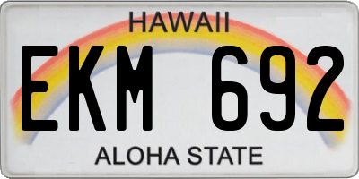 HI license plate EKM692