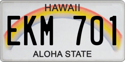 HI license plate EKM701