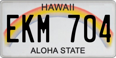 HI license plate EKM704