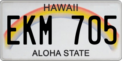 HI license plate EKM705