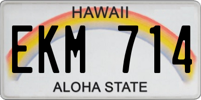 HI license plate EKM714