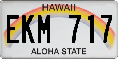 HI license plate EKM717