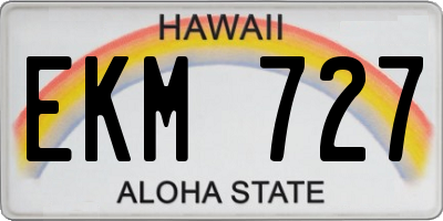 HI license plate EKM727