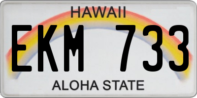 HI license plate EKM733