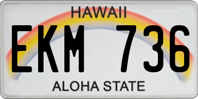 HI license plate EKM736