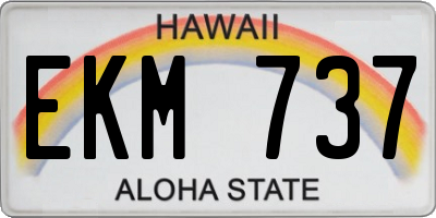 HI license plate EKM737