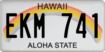 HI license plate EKM741