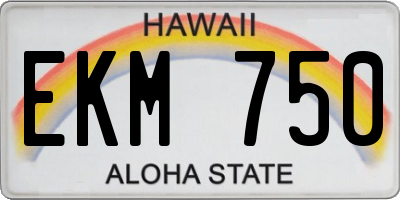 HI license plate EKM750