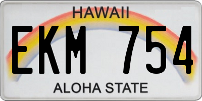 HI license plate EKM754