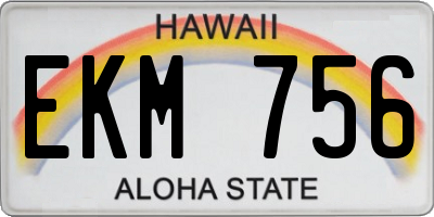 HI license plate EKM756