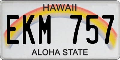 HI license plate EKM757