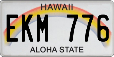 HI license plate EKM776