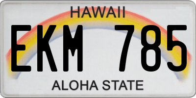 HI license plate EKM785