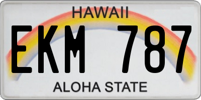 HI license plate EKM787