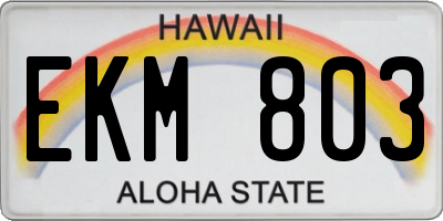 HI license plate EKM803