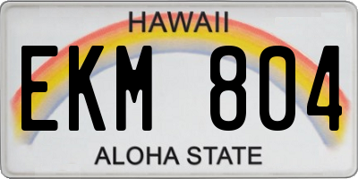 HI license plate EKM804
