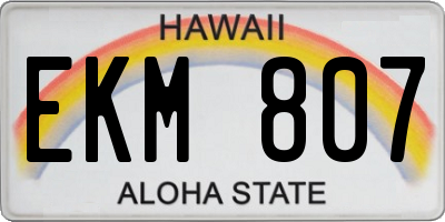 HI license plate EKM807