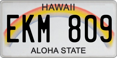 HI license plate EKM809