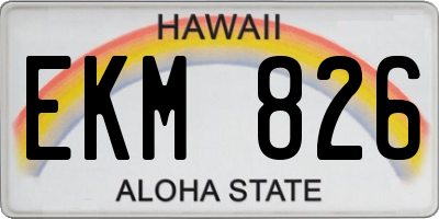 HI license plate EKM826