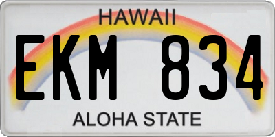 HI license plate EKM834