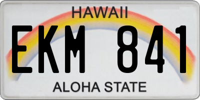 HI license plate EKM841