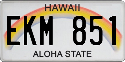 HI license plate EKM851