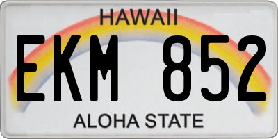 HI license plate EKM852
