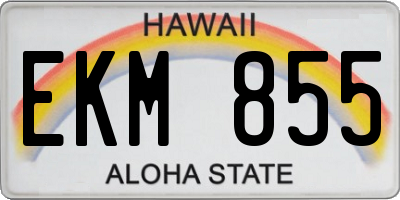 HI license plate EKM855
