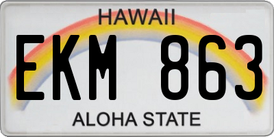 HI license plate EKM863