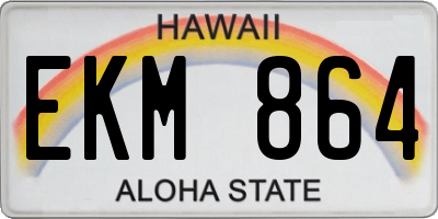 HI license plate EKM864