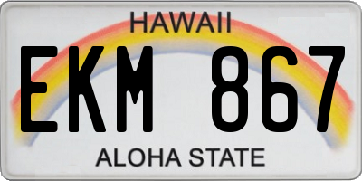 HI license plate EKM867