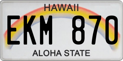 HI license plate EKM870