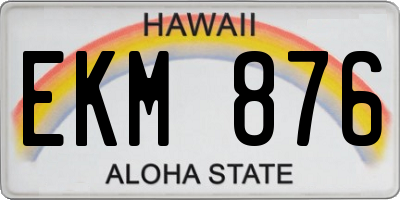 HI license plate EKM876