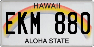 HI license plate EKM880