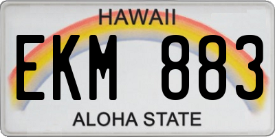 HI license plate EKM883