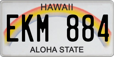 HI license plate EKM884