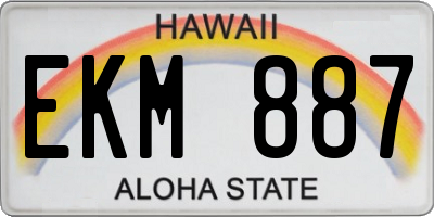 HI license plate EKM887