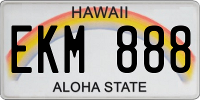 HI license plate EKM888