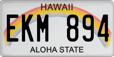 HI license plate EKM894