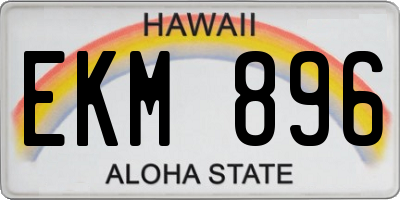 HI license plate EKM896