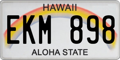 HI license plate EKM898