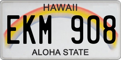 HI license plate EKM908