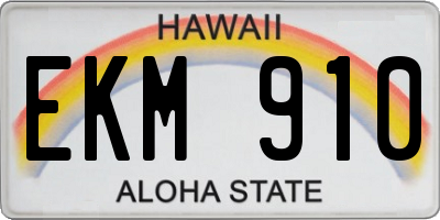HI license plate EKM910