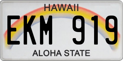 HI license plate EKM919