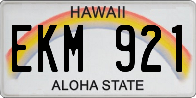HI license plate EKM921